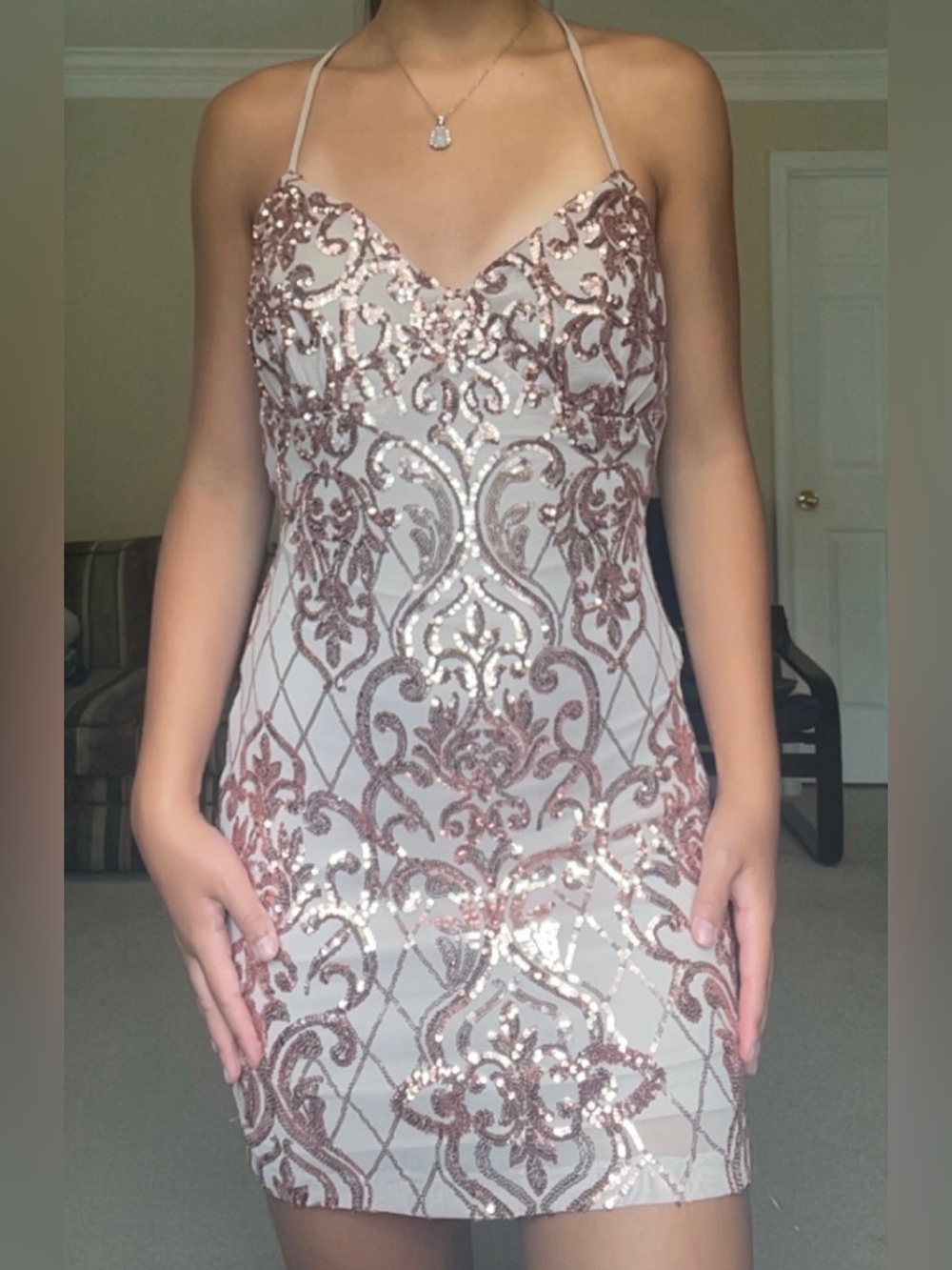 NWT Windsor Rose Gold Sequin Mini Dress